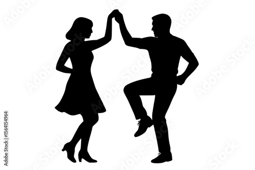 Dance Silhouettes of a Man and Woman in Motion