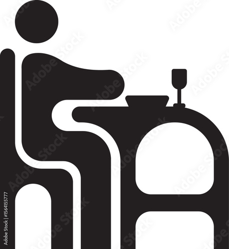 Illustration of a Person Eating at Dining Table