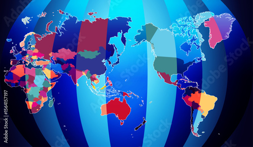 2026, 2027, 2028, Modern world map gradient blue color  vector, isolated on white background, Infographic, Flat Earth, Globe, Travel worldwide, Map template for web sites, calendar, chart
