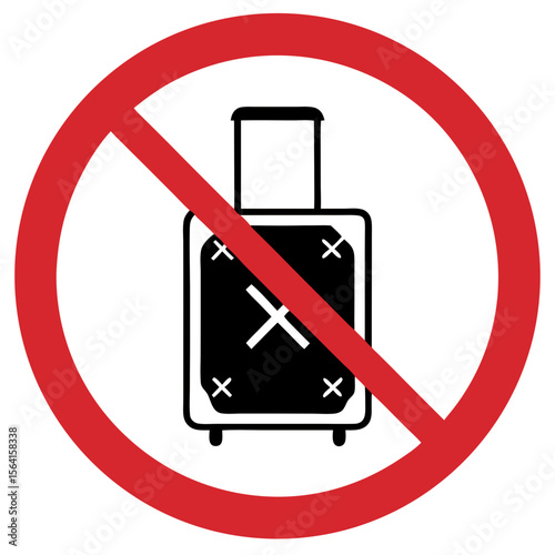 No oversized baggage in this area, icon showing suitcase with a cross sign on a red background