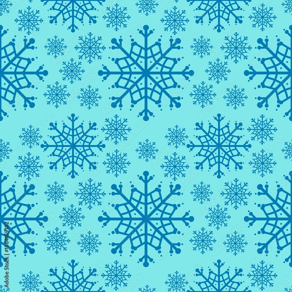 Fototapeta premium Christmas ice scribble seamless snowflakes pattern for wrapping paper and fabric