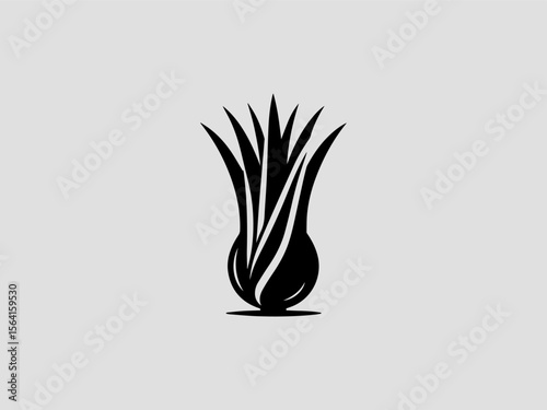 Geometric abstract lemongrass vector logo for vegan or plant-based food products