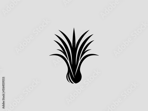 Geometric abstract lemongrass vector logo for vegan or plant-based food products
