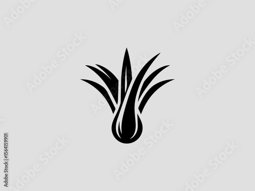 Geometric abstract lemongrass vector logo for vegan or plant-based food products