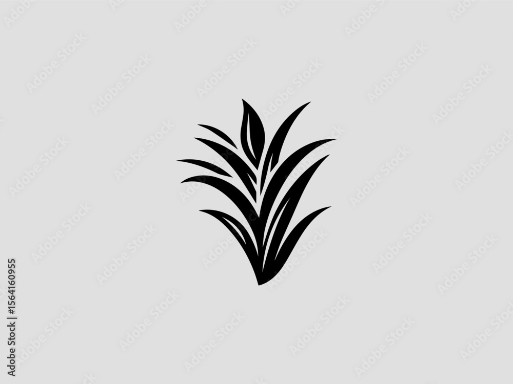 Fototapeta premium Minimalist lemongrass stalk silhouette vector logo for organic tea companies or Asian restaurants