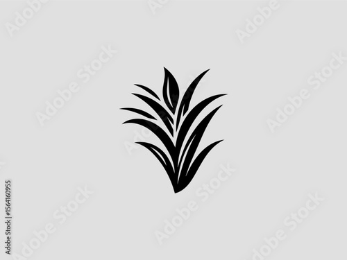 Minimalist lemongrass stalk silhouette vector logo for organic tea companies or Asian restaurants