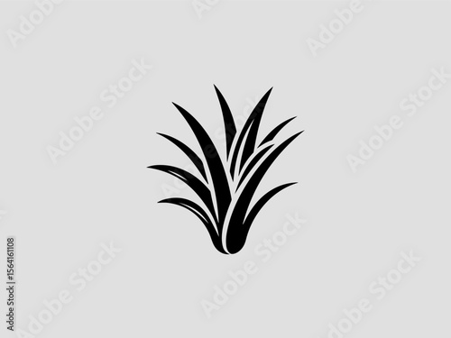 Minimalist lemongrass stalk silhouette vector logo for organic tea companies or Asian restaurants