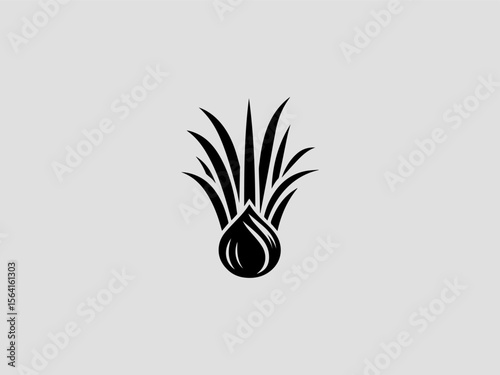 Minimalist lemongrass stalk silhouette vector logo for organic tea companies or Asian restaurants