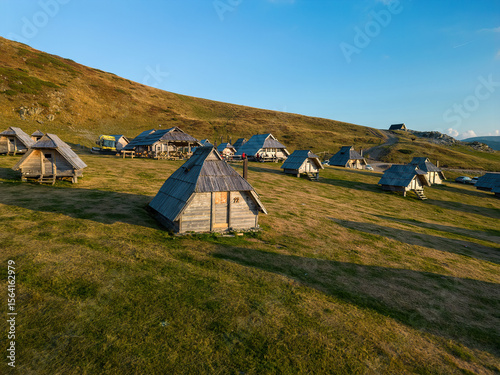 TRaditional Katuni huts in the mountains of Montenegro