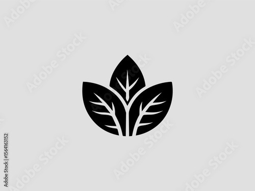 Minimalist bay leaf silhouette vector logo for organic spice companies or gourmet brands
