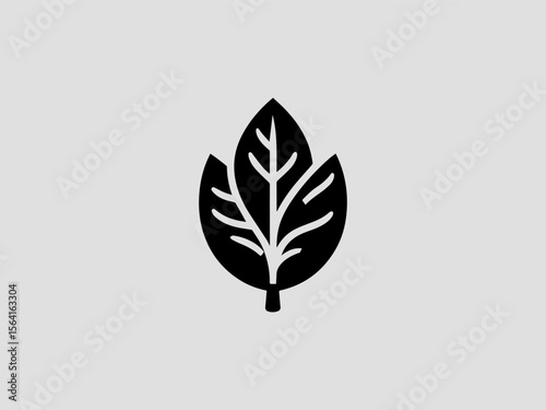 Minimalist bay leaf silhouette vector logo for organic spice companies or gourmet brands