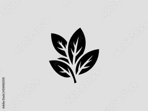 Minimalist bay leaf silhouette vector logo for organic spice companies or gourmet brands