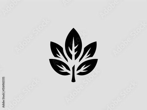 Minimalist bay leaf silhouette vector logo for organic spice companies or gourmet brands