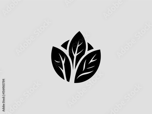 Minimalist bay leaf silhouette vector logo for organic spice companies or gourmet brands