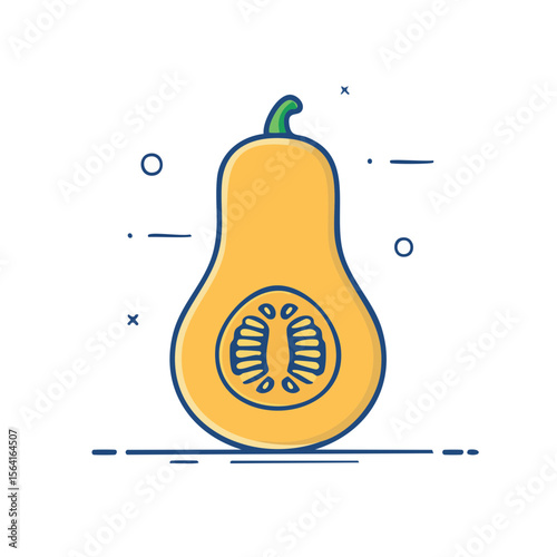 Butternut Squash Food Icon Isolated on a Transparent Background 