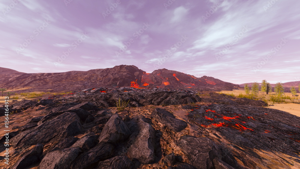 Naklejka premium 火山 3DCGレンダリング