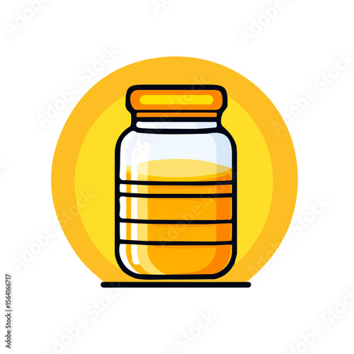 My A Simple flat 2D illustration honey jar isolated on transparent background, vector, flat design, animation design, simple flat 2D icon, clipart, flat 2D vector, design by me. vector icon