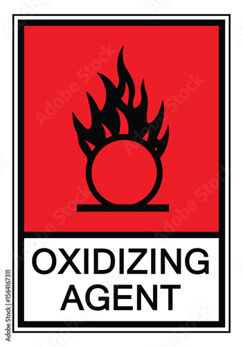Oxidizing Agent Sign with Flame Icon for Chemical Safety and Awareness