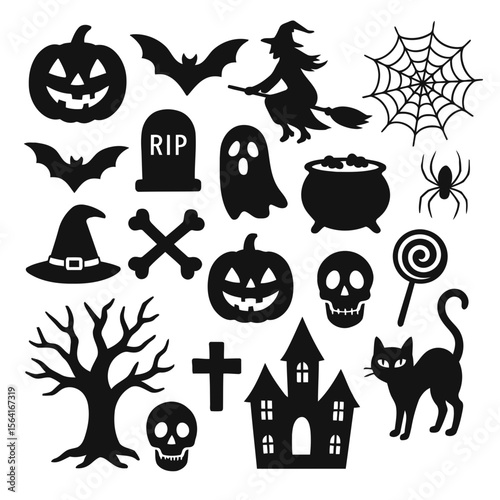 halloween icons set