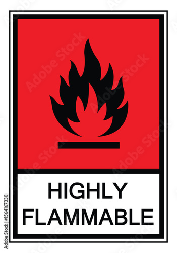 Highly Flammable Sign for Safety Precautions in Industrial Settings