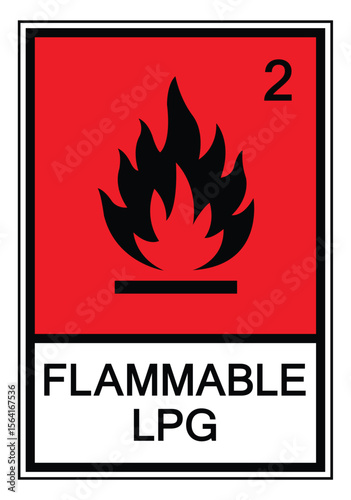 Flammable LPG Warning Sign with Fire Symbol for Safety Regulations