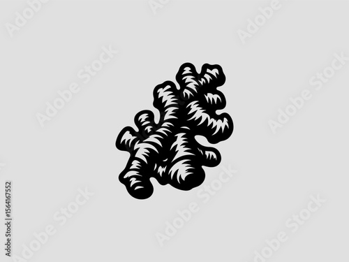 Cartoon smiling ginger root vector logo for children's healthy snack brands