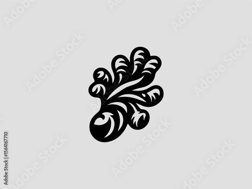 Vintage engraved ginger root vector logo for spice companies or tea merchants