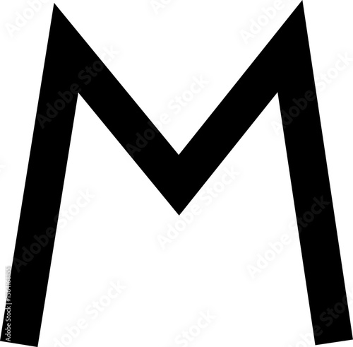 Clean black and white vector of San, an archaic Greek letter similar to M. Ideal for historical, linguistic, and educational designs, representing an ancient alternative to Sigma