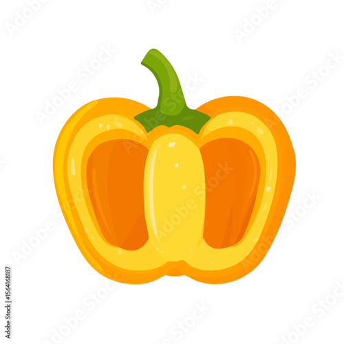 My A Simple flat 2D illustration yellow sliced bell pepper isolated on transparent background, vector, flat design, animation design, simple flat 2D icon, clipart, flat 2D, design by me. My vector