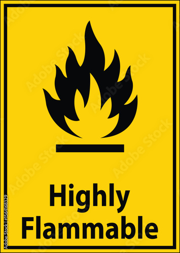 Cautionary Sign Indicating Highly Flammable Material Warning in Workplace