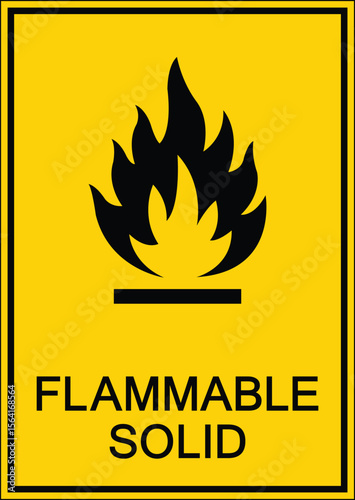 Flammable Solid Warning Sign with Bright Yellow Background and Black Icon
