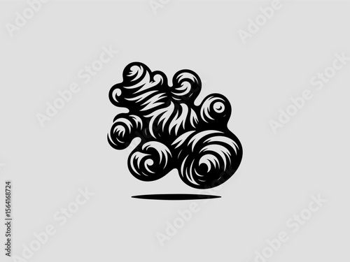 Minimalist ginger root silhouette vector logo for organic