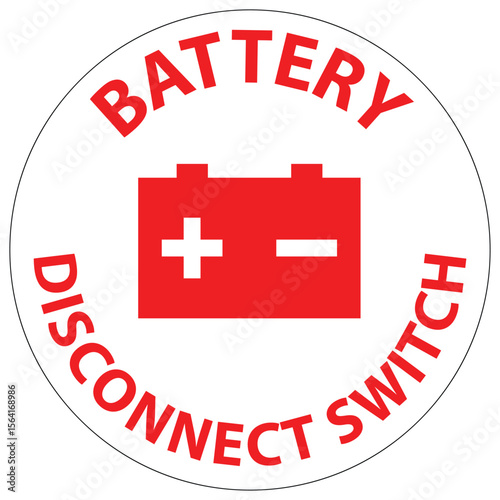 Red Battery Disconnect Switch Sign for Electrical Safety and Maintenance