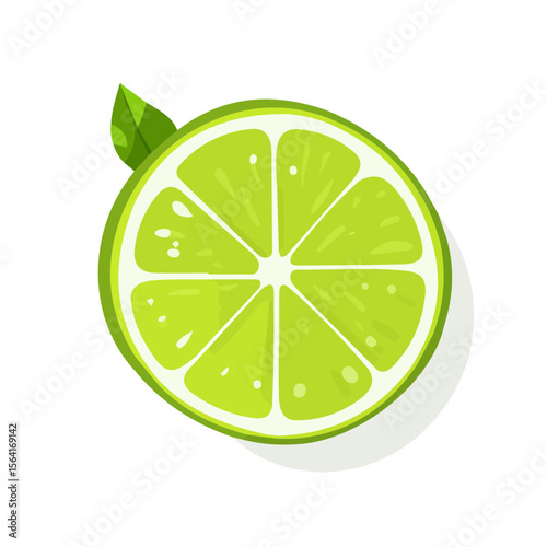 My A Simple flat 2D illustration sliced green lime isolated on transparent background, vector, flat design, animation design, simple flat 2D icon, clipart, flat 2D, design by me. My vector