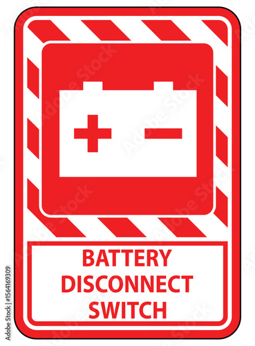 Warning Sign for Battery Disconnect Switch with Clear Visual Symbols