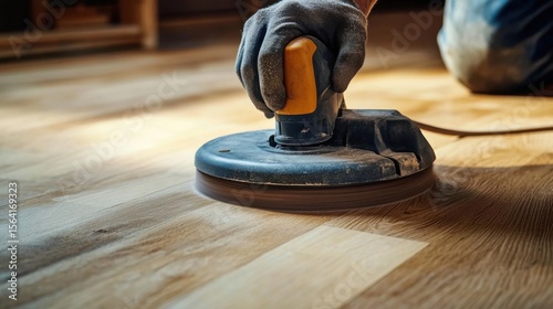 a person using a sander on a wooden floor