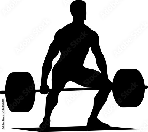 Silhouette of a person lifting weights, strong black vector