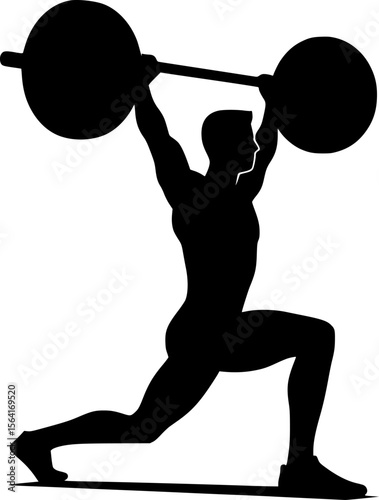 Silhouette of a person lifting weights, strong black vector
