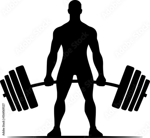 Silhouette of a person lifting weights, strong black vector