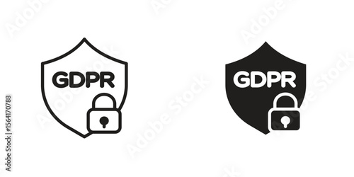 GDPR shield icon Design Illustrations. editable web icons