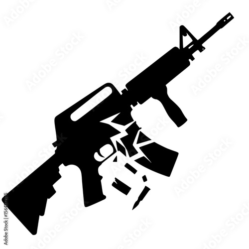 Minimalist Black SVG Silhouette of a Broken Rifle Symbol for Anti-War and Global Peace Design Themes