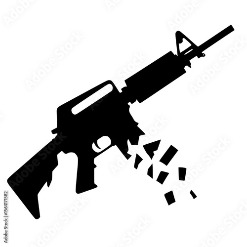 Minimalist Black SVG Silhouette of a Broken Rifle Symbol for Anti-War and Global Peace Design Themes
