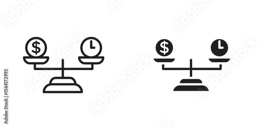 Time and money compare scale icon Design Illustrations. editable web icons