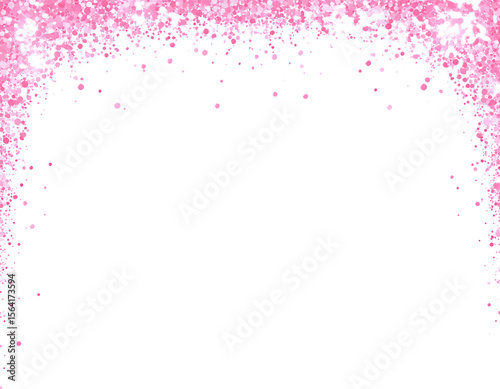 Pink glitter powder dust particles frame. Magic shining pink dust border isolated trasparent PNG
