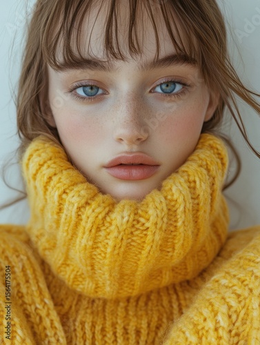 Cozy Elegance in Bright Yellow Knitwear