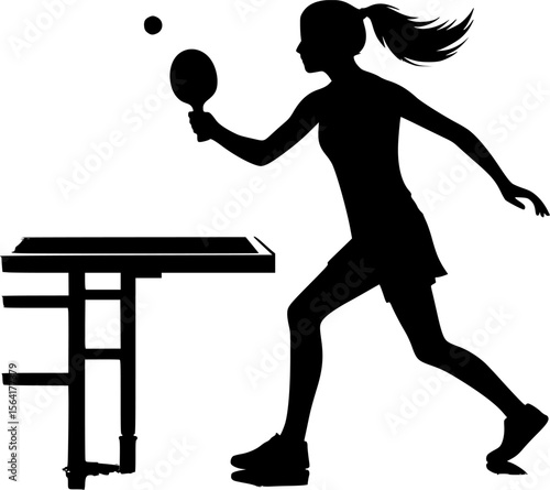 Flat vector of person playing table tennis, clean minimalist style