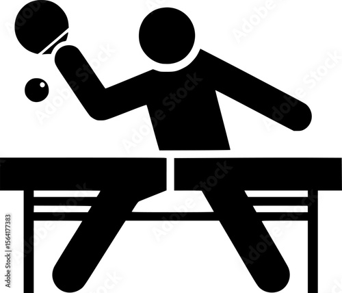Flat vector of person playing table tennis, clean minimalist style