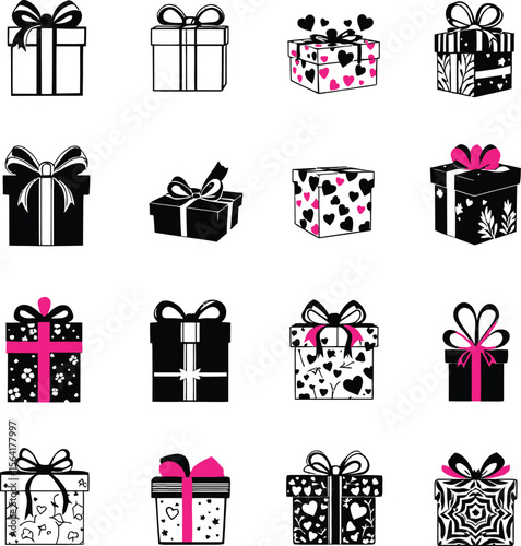 Collection of vector gift box illustrations for holiday celebration and special occasion designs ideas
