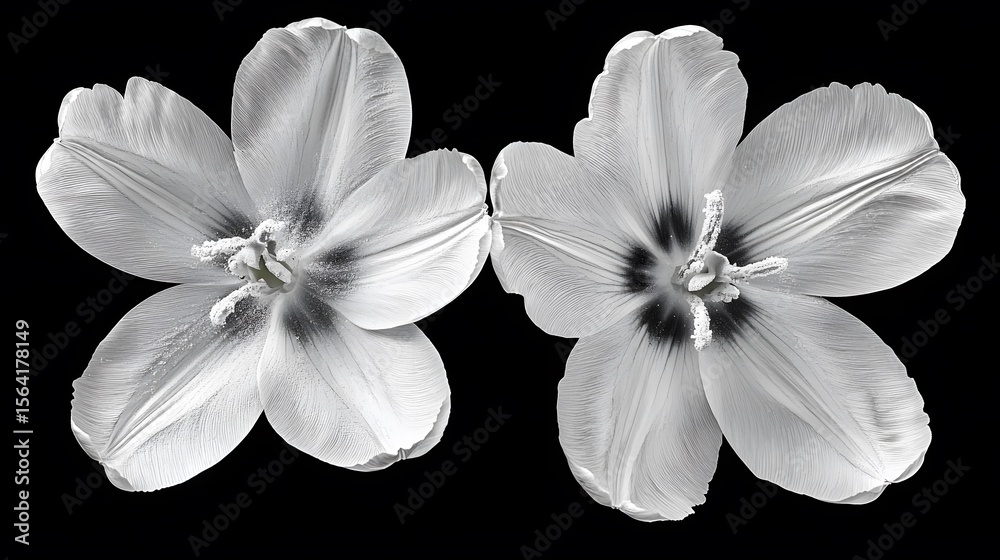Fototapeta premium Stunning Monochrome Closeup of Two Delicate Flowers