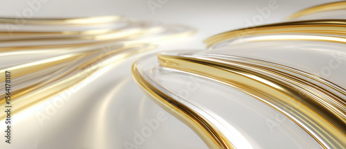 A luxurious abstract background with flowing gold and glass curves layered in smooth arcs.